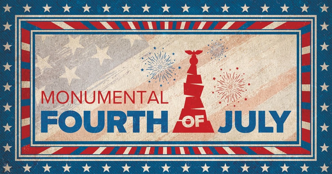 This is the Monumental 4th of July logo with a background